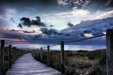 old jetty at sunset  HDR Technique の写真素材