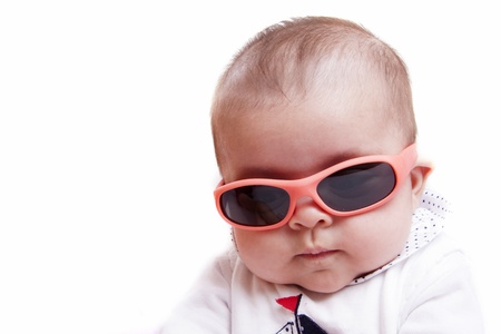 baby with sunglassesの写真素材