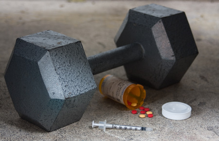 Dumbbell with Steroids and Needleの写真素材