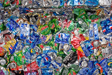 Horizontal Photo of Crushed Aluminum Can Bales