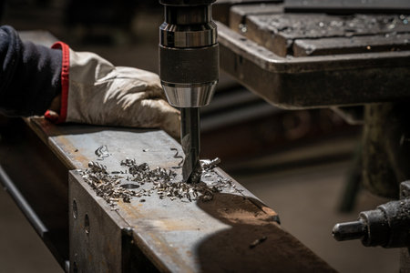 Steel and industrial iron welding technicians, factory, industrial building professionals, drilling iron and other metals.の写真素材