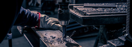 Steel and industrial iron welding technicians, factory, industrial building professionals, drilling iron and other metals.の写真素材