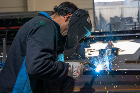 Welder, craftsman, assembly of iron, steel and other metals. Industrial steel welding technician in...