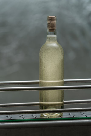 Bottling, the essential process to guarantee the quality of the wine.の写真素材
