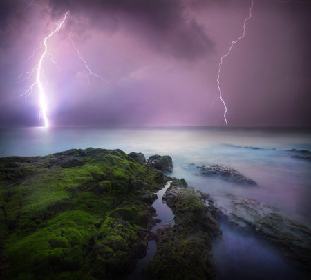 stormy sky and sea