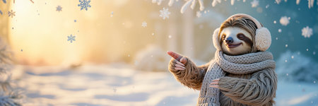 Beautiful girl in a knitted hat and scarf on the background of the winter forest.の素材
