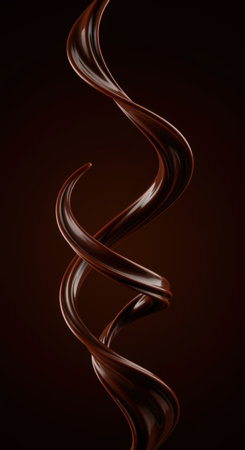 Close up of a chocolate swirl on brown background with clipping pathの素材