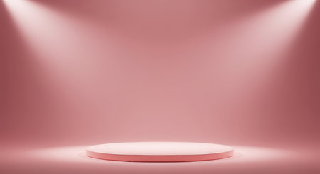 Round podium on a pink background. 3d rendering, 3d illustration.の素材