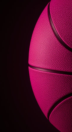 Basketball ball in neon light. Close up. Sport background.の素材