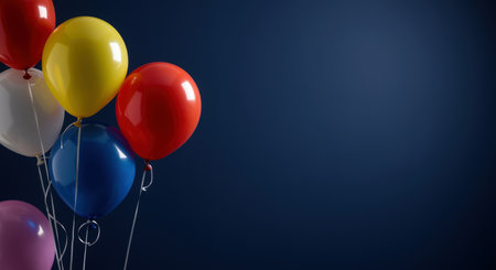 Colorful balloons on dark blue background. 3D Rendering.の素材