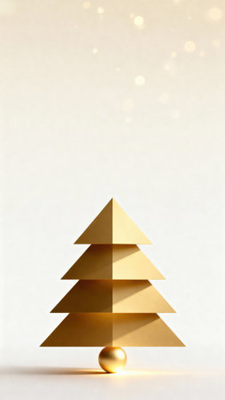 3d rendering of golden christmas tree on a white background.の素材