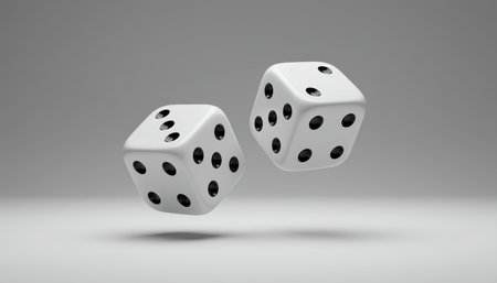 3D rendering of white dice in white background, computer generated imagesの素材