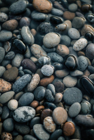 Colorful pebble stones on the beach. Nature background.の素材