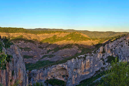 Ravine in the vicinity of Alquezar bathed by the sunの写真素材