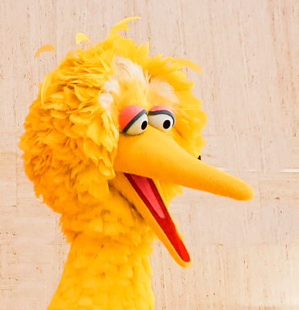 AUSTIN, TEXAS - APRIL 17, 2107 Big Bird from the PBS Exhibit at Lyndon B Johnson (LBJ) Library and Museumのeditorial素材