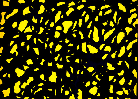 A Black Cut Out Graphic Design and Pattern with Yellow Lighted Backdropの写真素材