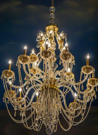 Las Vegas, Nevada: May 11, 2018:  Chandelier on the interior of the Paris Hotel and Casinoのeditorial素材