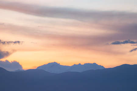 A large mountain in the backgroundの写真素材