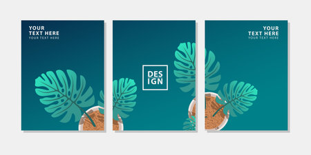 set of three poster banners in monochrome color