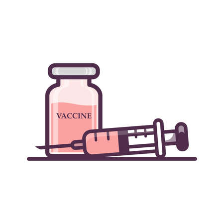 bottle and syringe vaccine isolatedのイラスト素材