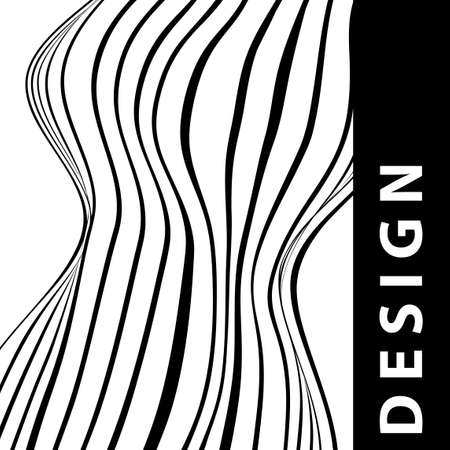 black and white woman silhouette in optical line background. minimal design background templateのイラスト素材