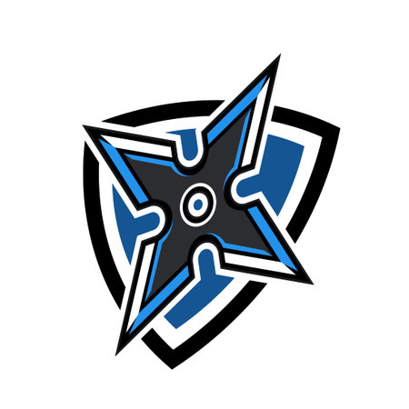 logo emblem of ninja shuriken weapon.のイラスト素材