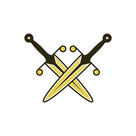 Crossed golden swords on a white backgroundのイラスト素材