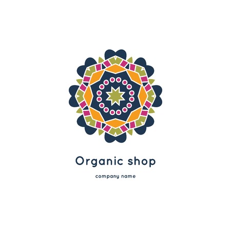 Bright and juicy beautiful circular symbol for organic shop, eco product, cosmetic, business. Company mark, emblem, element.のイラスト素材