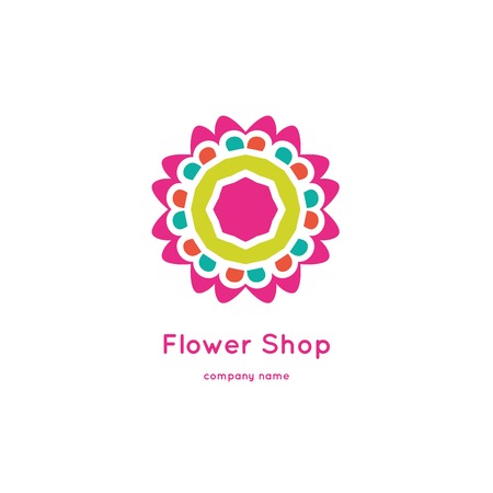 Bright and juicy beautiful circular logo for organic shop, eco product, cosmetic, business. Company mark, emblem, element. Nature geometric mandala logotype. Big budのイラスト素材