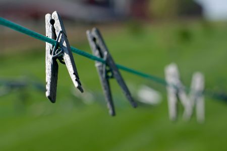 Clothespins on Lineの写真素材