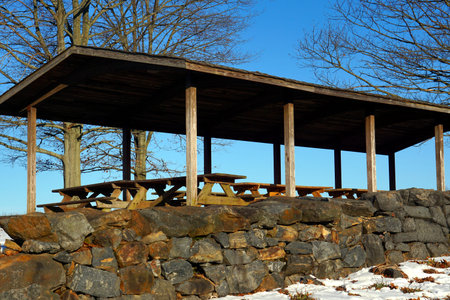 Photo of a picnic area at one of Delaware's parks.の写真素材