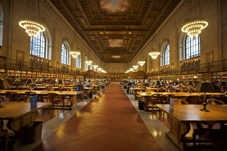 interior panoramic view of new york public library