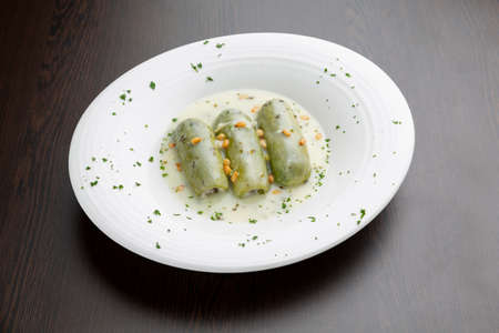 Zucchini in yogurt sauce typical food Arab Islam Middle Eastの写真素材