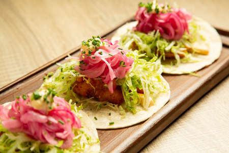 Closeup of tacos typical mexican foodの写真素材