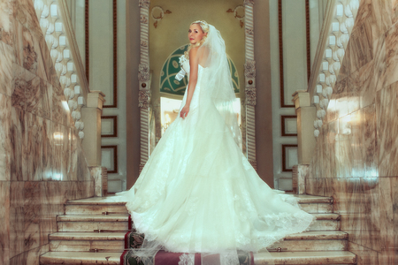 Beautiful bride indoorsの写真素材