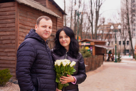 couple in love husband and wife outdoors in autumn