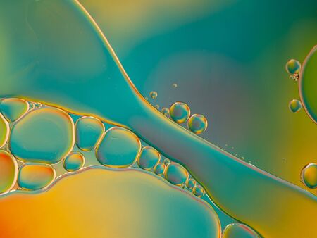Multi-colored design of oil on water bubble abstract backgroundの写真素材
