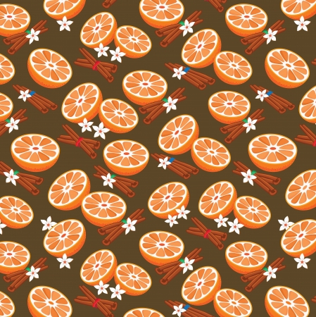 Seamless pattern with orange and cinnamon のイラスト素材