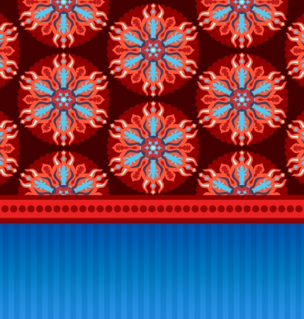 Card with circle orange and blue oriental ornamentのイラスト素材