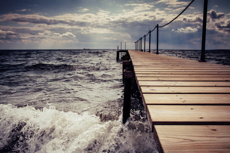 Rough Sea on a Beach in Denmarkの写真素材