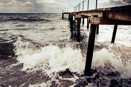 Rough Sea on a Beach in Denmarkの写真素材