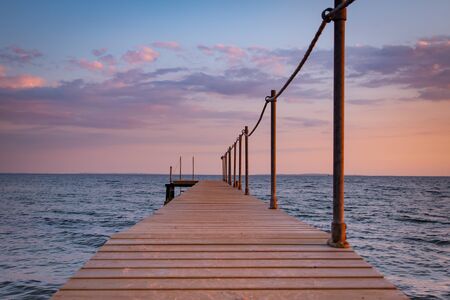 View from a Jetty on a beautiful Sunset at the danish Coast - Jutlandの写真素材