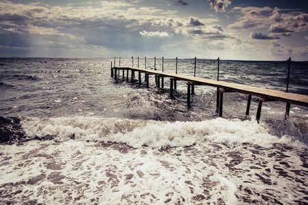 Rough Sea on a Beach in Denmarkの写真素材