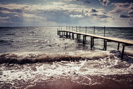 Rough Sea on a Beach in Denmarkの写真素材