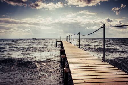 Rough Sea on a Beach in Denmarkの写真素材