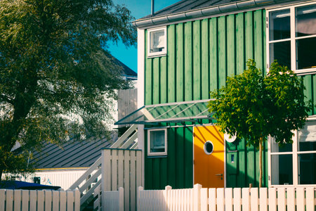Wooden houses in Denmark, Europe.の写真素材