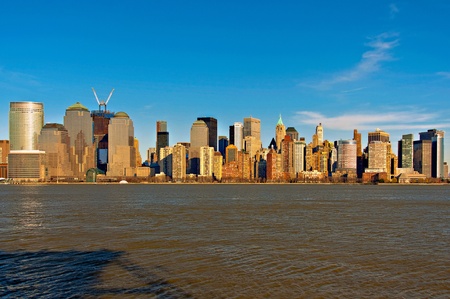 View of Manhattan from New Jersey coastの写真素材