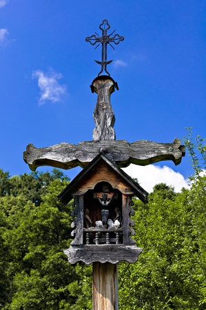 roadside shrine in the blue skyの写真素材