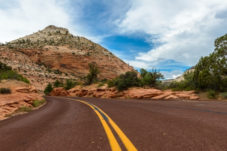 Scenic road through Zion national park utahの写真素材