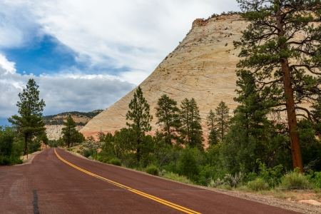 Scenic road through Zion national park utahの写真素材